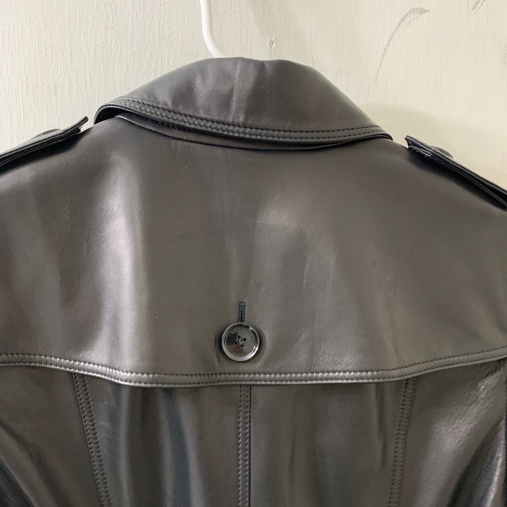 NWT Burberry London Black Double-Breasted Leather Trench Coat US.4 - Picture 9 of 13